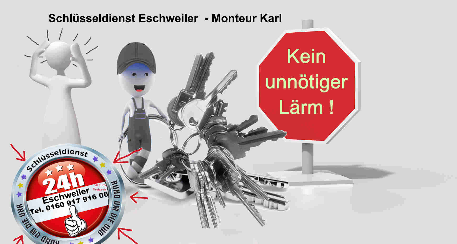 Schlüsseldienst Eschweiler - kein Lärm - Tür öffnen fast lautlos - Es geht auch anders !